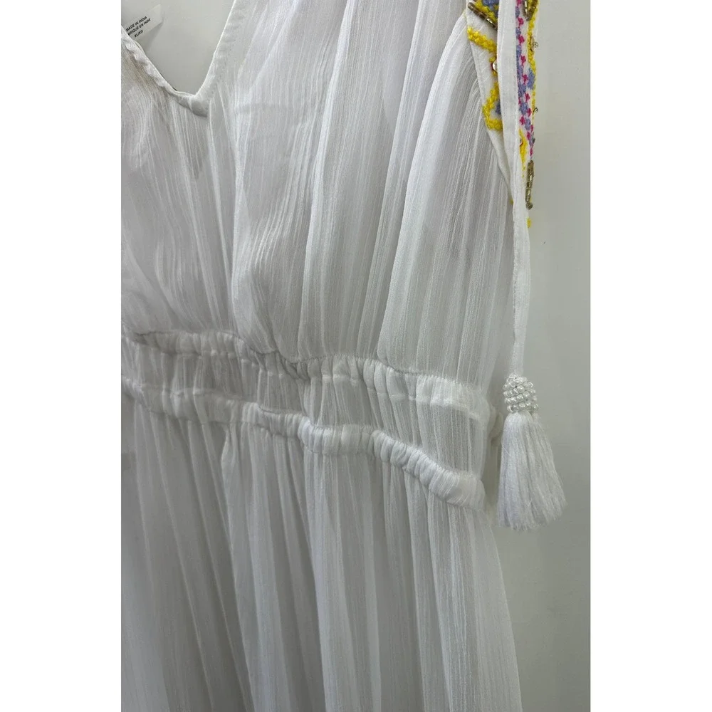 NEW Ramy Brook Sienna Embroidered Chiffon Swim Cover-Up Maxi Dress White XL $365 - Picture 9 of 16